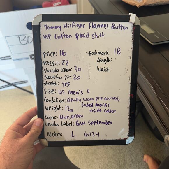 Tommy Hilfiger Flannel Button Up Cotton Plaid Shirt US Men's L - Picture 6 of 6